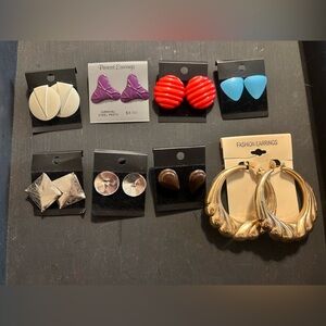 Mixed Assorted Stud and Hoop Earring 8 pair Set - Multicolor
